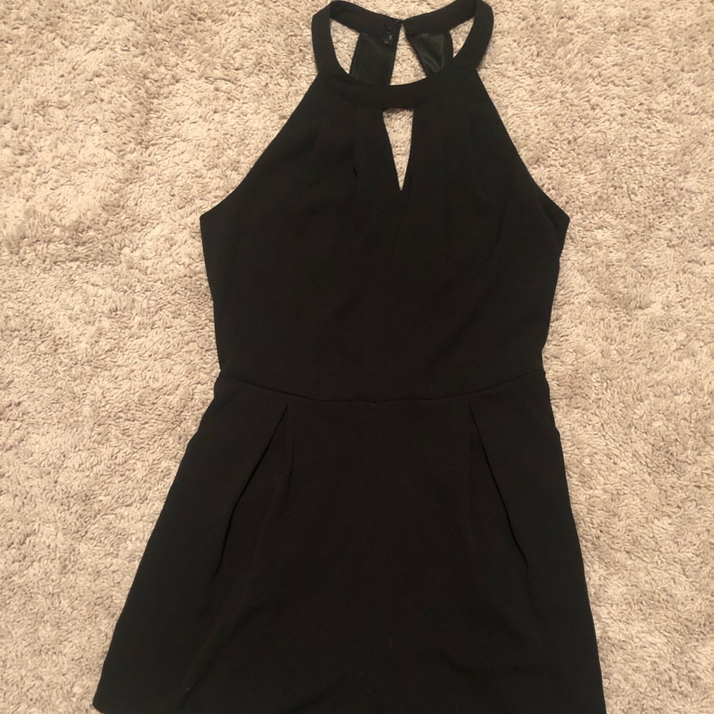 Black romper with lace back detail